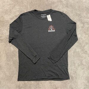 NWT Volcom Burntout Graphic T Shirt Mens Large Gray LS Palm Tree NEW